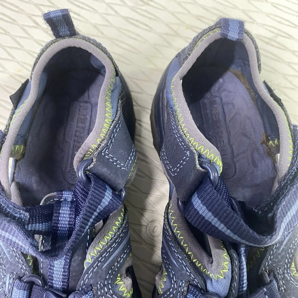 Merrell Hydro Hiker Kids Leather Hiking Shoes Childs Water Pool Sandals Blue 13